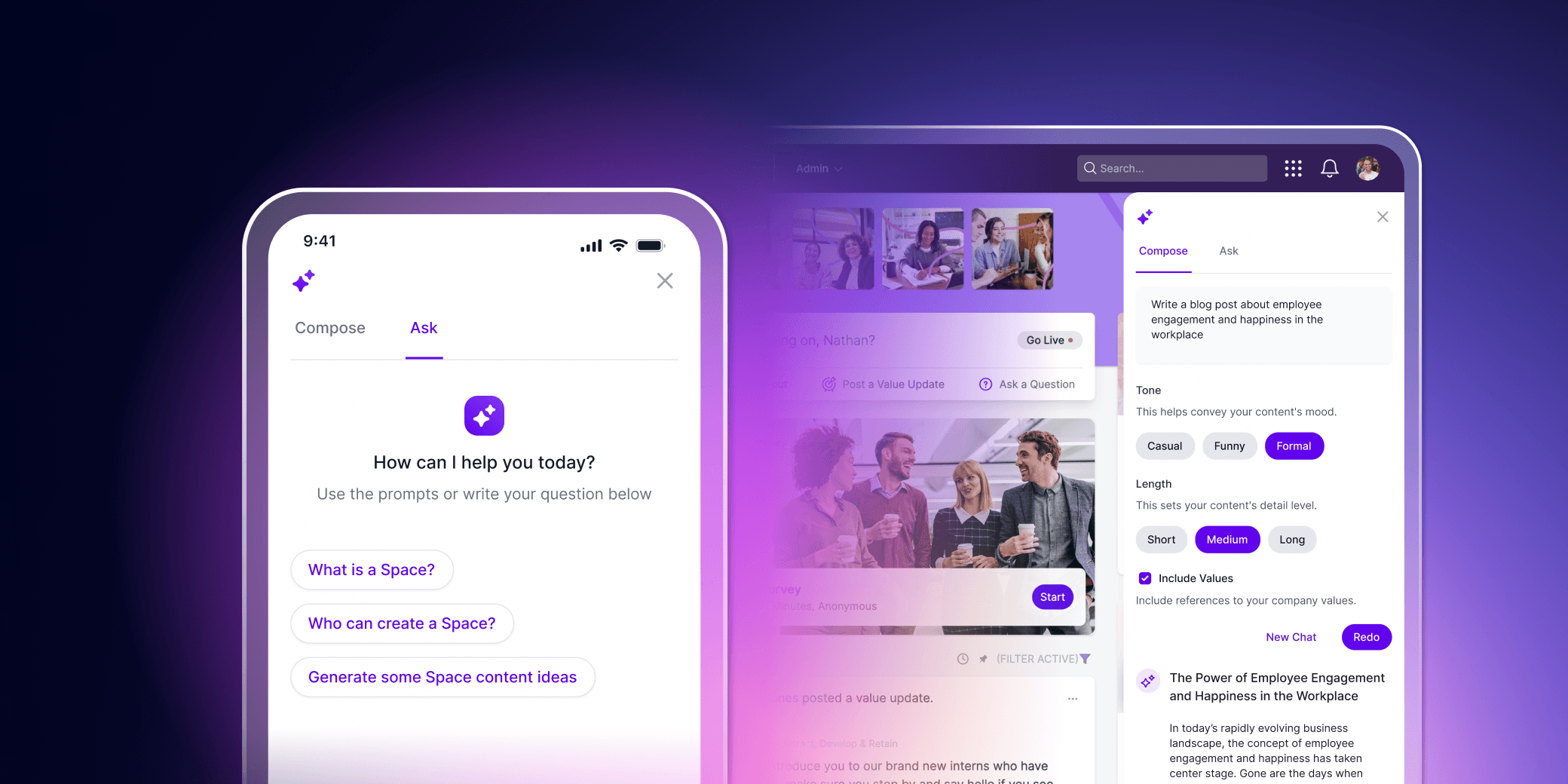 We’ve just launched our latest product, Workvivo AI, to elevate the employee experience and make internal comms effortless.